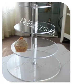 Cupcake stand düğün!Temiz 4 Katmanlı Akrilik Düğün Pastası Ekran Fabrika Fiyat dekorasyon yuvarlak
