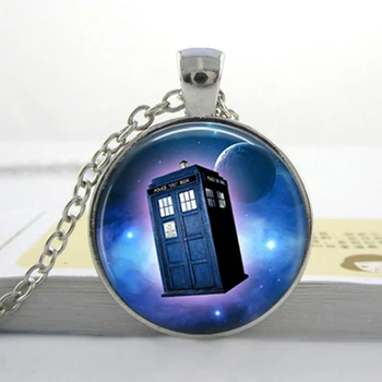 Karanlıkta uzay polisi kolye kutusu tardis tardis kolye mücevher Kızdırma tardis olan parlayan Doktor