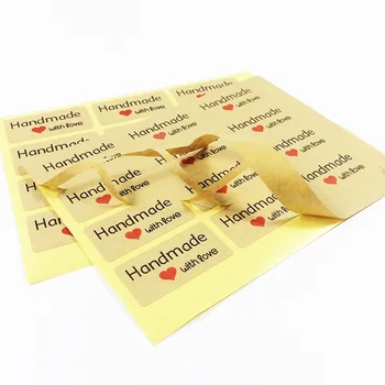 600 Adet/sürü el Yapımı Kırmızı Kalp Kraft Kağıt Etiket Çıkartmalar Hediye Paketleme Etiket contalı Kapakları Aşk