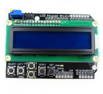 10 adet/lot LCD Tuş takımı Kalkan, LCD1602 ATMEGA168 ATMEGA328 ATMEGA2560 ATMEGA1280 İçin mavi ekran UNO 1602 Modülü LCD Ekran