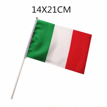 14x21cm NN009 Plastik Direkleri ile Küçük İtalyan bayrağı elinde bayraklar 5 adet
