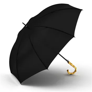 Sıcak Satış Marka Büyük uzun Şemsiye Erkek Retro Bambu Rattan Kaliteli Yağmur Şemsiyesi Güçlü Anti-UV Şemsiye Rüzgar geçirmez Kolu Kavisli