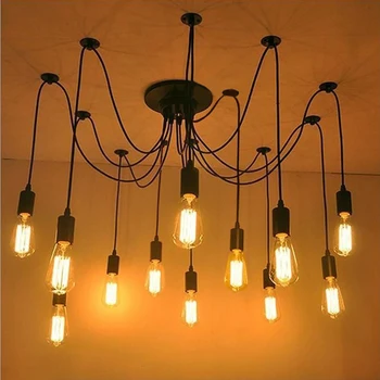 YNL Modern İskandinav Eski Edison Ampul E27 2 metre Hat Vintage Antika DİY Sanat Örümcek Kolye Işıklar Ev asma lambalar