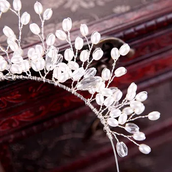 Yeni Varış noiva Saç tokası Çiçek İnci Kristal Vintage Saç Çember Gelin Tacı Taç Düğün Takı Saç Aksesuarları SL