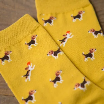 Moda Markası Komik Unisex Çift Evcil Köpek Mürettebat Çorap Kadın Erkek Yenilik Beagle Yavru Hayvan Pamuk Çorap