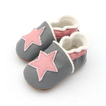 Yeni Star Kış Bebek Ayakkabı 3 Renk Hakiki Deri Bebek Mokasen Anti-Kayma Bebek Erkek Bebek Ayakkabıları Peluş