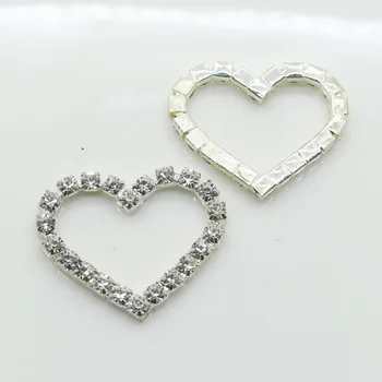 Kalp 10pc parlak taslar Şerit kaydırıcı DİY Aksesuarları dekorasyon berrak toka metal toka düğün davetiyeleri