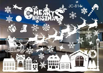 Ev için DİY Neşeli Noel Kar Şehir Duvar Çıkartmaları Çıkarılabilir PVC Duvar Çıkartma Sticker Christmas Eve Noel Dekorasyon