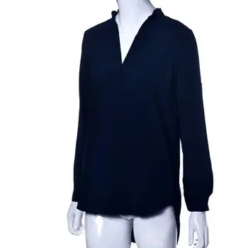 Kadınlar 2017 Yeni Casual Gömlek Uzun Kollu Tunik Bluz Derin V-Boyun Gevşek Üstleri beyaz gömlek blusa feminina Dropshipping Bluz