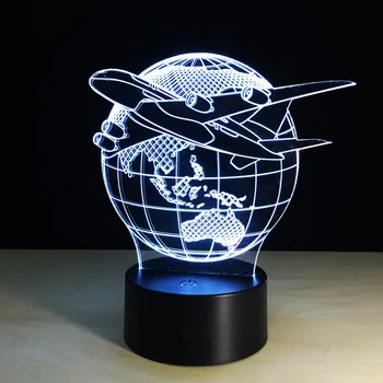 Serin Oyuncak 3D Uçak savaş uçağı Lamba Modeli Yaratıcı Gece lambası Dokunmatik Jet Uçak Masa Lambası Hologram yanılsama Lamba Başucu Lambası