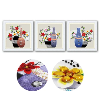 Sticker yapıştırma taş boyama özel Şekilli matkap DİY 5D Elmas Resim Çapraz Dikiş 3d çiçekler Üçlü mozaik nakış kitleri