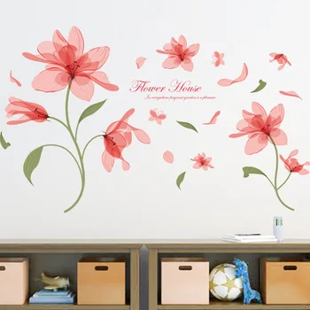 Zarif Çiçek boşluk çiçekler Odası Yatak Odası Ev Dekorasyon duvar çıkartmaları Mobilyalar oturan Romantik Oturma Odası pembe