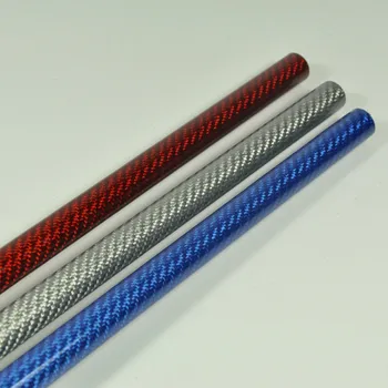 2 adet 3 K Renk Karbon Fiber Tüp 10x8x500mm 3 Renk (Kırmızı / Gümüş/ Mavi)Seçmek İçin