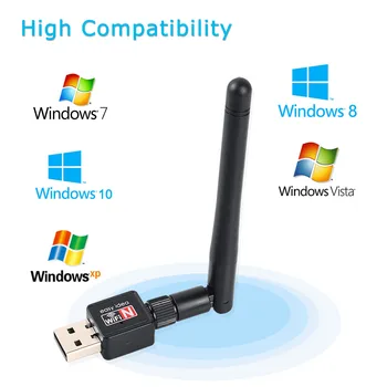 Mini USB Wifi Adaptörü PC Dizüstü bilgisayar 802.11 g/b/n Wi-fi Anten 2dBi Kablosuz Bilgisayar Ağ LAN Kartı, 150 Mbps Taşınabilir