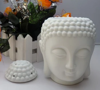 Ev Dekorasyon Aroma yağı brülör seramik Buddha kafa mumluk yağ yakıcı tütsü temel Assuaging Lavanta kokusu önemli