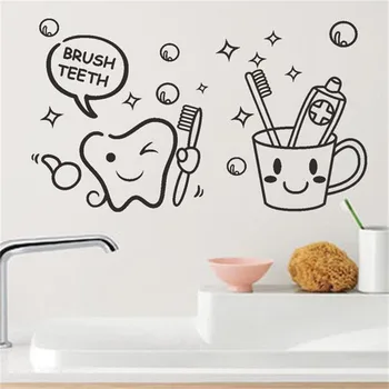 Modern güzel maliyet fiyatı Diş Fırçası su geçirmez duvar sanatı ev dekor duvar çıkartmaları çocuklar Banyo Tuvalet çamaşır odası sevimli