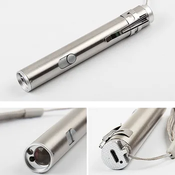 Paslanmaz çelik su Geçirmez USB şarj edilebilir Güçlü Şarj edilebilir Cree Meşale Anahtarlık Kalem açık araçları el Feneri LED el Feneri