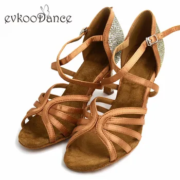 Yüksek Topuk Dans Ayakkabıları 8.3 cm Genişlik Et ayakkabılar İle De Baile Tan Orta NL172 BİZE 4-12 Profesyonel Latin Ayakkabı Kadın Boyutu