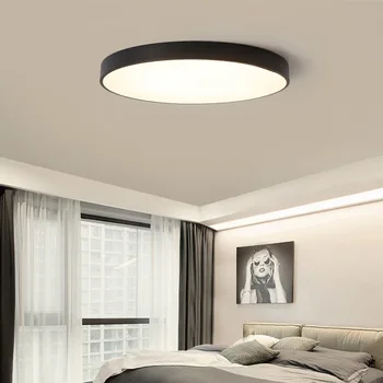 Modern basit Ultra ince 5CM LED tavan dairesel oturma odası lamba yatak odası siyah/beyaz Tavan Işıkları oda ofis lambası lamba