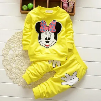 Kız bebek Giyim Yeni Bahar Pamuk Minnie Kız Giyim Setleri Çocuklar Tam 1-3 Yıl Nakış Çocuk Giyim Kol Setleri