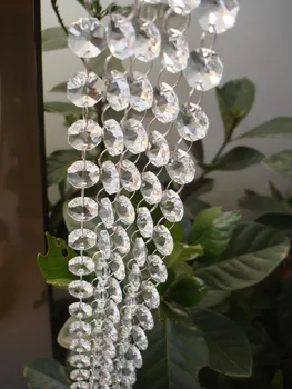 Toptan 15M/Çok Kristal AAA Gümüş Yüzük Kristal Garland Zincirleri Cam 14 mm Sekizgen Boncuk diy boncuk dekorasyon perde İpliklerini
