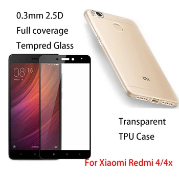 Xiaomi Redmi4 İçin 4 Redmi Pro Redmi 4X 0.3 MM TPU Silikon kılıf Yumuşak TPU Durumda 2.5 D Net Sertleştirilmiş Cam Ekran Koruyucusu