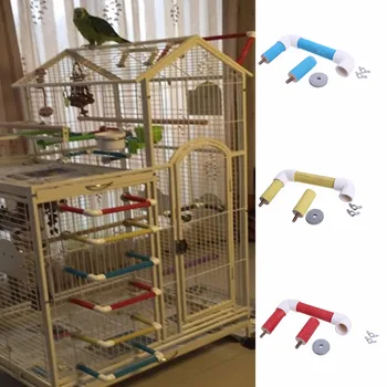 Evcil Hayvanlar Kuş Papağan Kafesi Levrek Platform Pençe Taşlama Isırık Oyun Oyuncak Kırmızı/Sarı/Mavi C42 Çiğnemek Stand