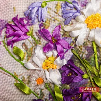 65X50cm Aşk Çiçek Sıcak İşleme 3d Çapraz Dikiş Kiti Bitmemiş Kurdele Nakış Boyama Moda Ev Dekorasyonu Duvar Sticker