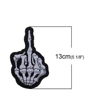 DoreenBeads 1 adet Parmak İskeleti Kafatası Yama Biker Giyim Mektup Punk Yama Aplike 13x8 Rozetleri İçin Yamalar İşlemeli.5cm