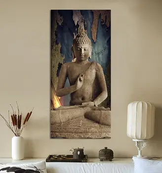 Asılı resim, Ücretsiz nakliye Buda sanat tuval Duvar sanatı Buda Resim manzara Modern oturma odası Dekoratif