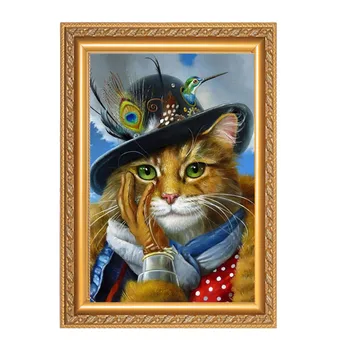 Oya DMC Çapraz Dikiş nakış boyama Kitleri picture5 baskısız desen altın asil kedi el sanatları hayvan 14CT Sayılır