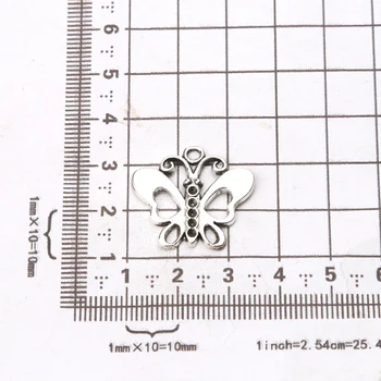 10pc/lot 22mm x 24 mm Kelebek Takılar lucky charms bilezik & kolye diy takı aksesuar Gümüş Tonu Antika