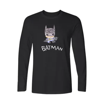 Süper Kahraman Batman Uzun Kol Erkek Gömlek İlkbahar Sonbahar Moda Tişört Erkek Pamuk Rahat Karikatür Tshirt Erkekler Komik Artı Boyutu 4XL