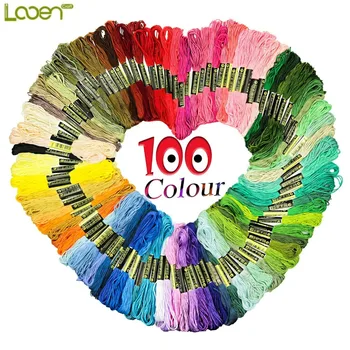 Looen Marka Rastgele Renk 100pcs Çapraz Dikiş İpi Karışımı Gökkuşağı Renkli Nakış Dikiş İplikleri, Kadın Dikiş İpi Aracı DİY