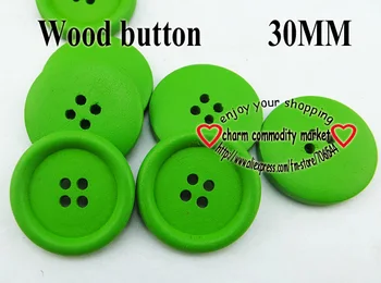 20PCS 30MM yeşil boyama ahşap düğme dikme elbise çizme ceket aksesuarları LAB-838