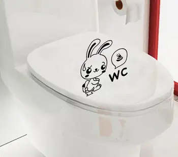 Güzel Karikatür Kawaii Çek Tavşan Kakası Tuvalet Çıkartmaları Komik WC Banyo Duvar Sticker Ev Çıkartma Sanat Süslemeleri Kağıt Çıkarılabilir