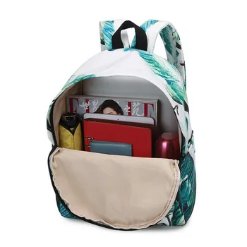 Moda baskı kadın için büyük okul çantaları kadın Seyahat çok fonksiyonlu güzel yaprakları sırt çantası tuval sırt çantaları L4-3104