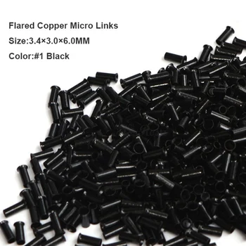 Bakır Mikro Boncuklar 3.4*3.0*6.0 MM 1000Pcs/Şişe #1 Siyah Mikro Tüp Bakır Mikro Yüzük 1000 Microlink Saç Uzantıları
