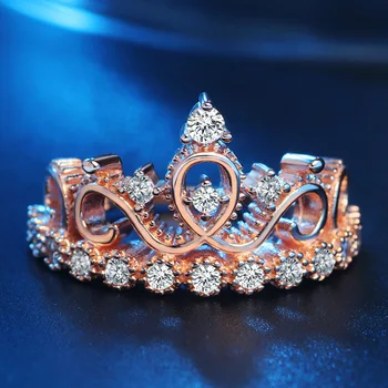 Moda Zarif Taç Kadın Takı düğün Yüzük Renk Aneis De Altın Zirkon Mücevher Anel İçin Claddagh Halkalar Şeklinde