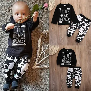 Yeni doğan Bebek Çocuk Sevimli Hayvan T-shirt Pantolon Pamuk 2 adet Kıyafet Sıcak Giysiler Panda Tozluk