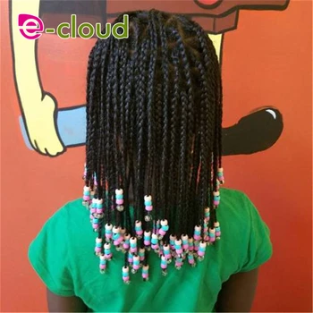 Dreadlock Örgü Saç Uzantıları Saç çocukları için Tığ Kutusu Güzel Örgü Saç Boncuk Çocuk 50pcs için Hediye Klip Manşet/lot