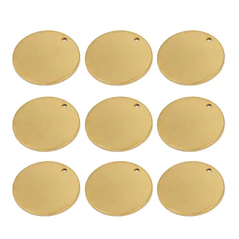 LİNSOİR 10 adet Çap 20 mm Altın Rengi Paslanmaz Çelik Metal Bilezik Diy Takı İçin Kolye Boş Damgalama Etiketleri Yapımı Takılar
