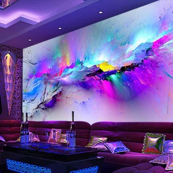 Kişilik Soyut Abartı Fresco Restaurant Kulübü KTV Bar 3D duvar Kağıdı, Renkli Mürekkep Püskürtmeli Modern Dekor Duvar Pasoyu De Parede