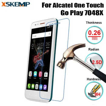 Alcatel One Touch Go Oynamak için 7048X 0.26 mm 9H Darbeye Hayır Parmak İzi Kapağı Sertleştirilmiş Cam Ekran Koruyucu Cam Koruma