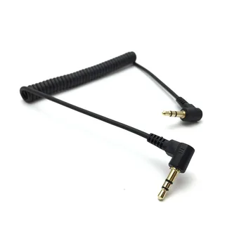 Her iki Açı 3.5 mm 3Pole Erkek Aux Stereo Ses Kablosu Elastisite Kulaklık Kablosu