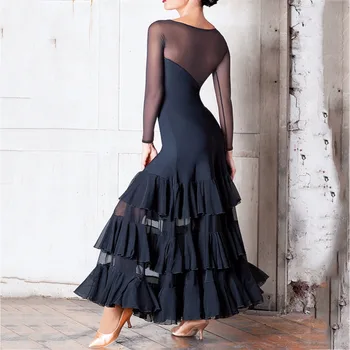 Bayanlar Siyah Renk Sırt Dekolteli Tasarım Etekler İçin Popüler Latin Dans Elbise Seksi Kadınlar Giyer Kadın B015 Modern Balo Elbise