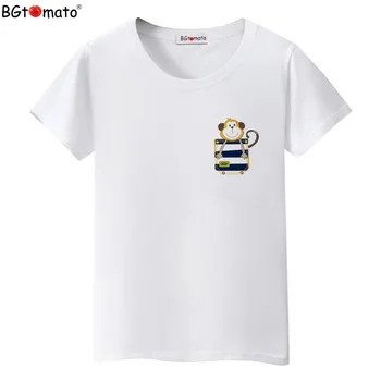 BGtomato T shirt 3D Cep maymun komik t gömlek Orijinal marka güzel 3D t-shirt kadın Sıcak Satış yaz üst tees