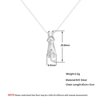Kadınlar İçin Kolye Kolye Asılı 925 ayar Gümüş 3D Kedi Minik Hayvan Cazibesi Uzun Zincir Colier Takı Femme Yeni Hediyeler Sevimli