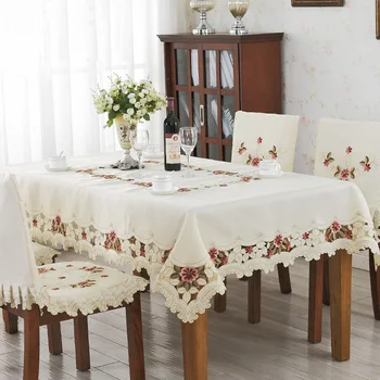 Para mesa Beyaz WLİARLEO Pastoral masa Örtüsü Saten Çiçek içi Boş Süsleme Masa Örtüsü, Düğün masa örtüsü İşlemeli manteles