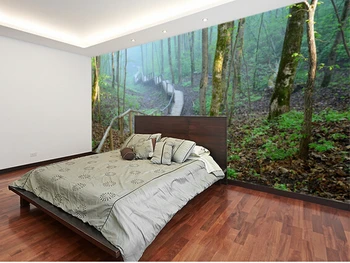 Oturma Odası, Yatak Odası, restoran duvar su geçirmez duvar kağıdı için özel doğal duvar kağıdı, Sisli Orman Merdiven,3D modern duvar kağıdı